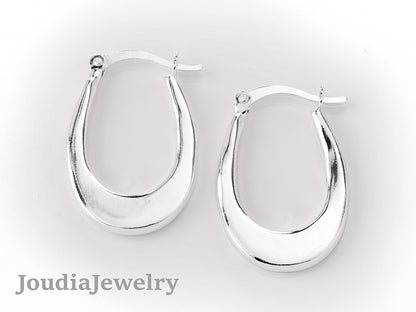 Flat Hoop Earrings | Silver Hoop Earrings | Joudia Jewelry