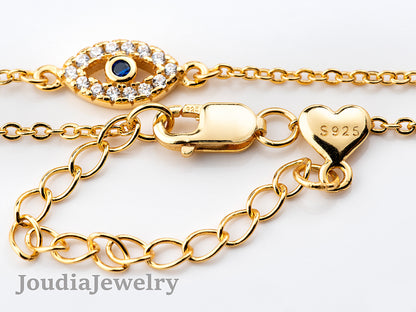 Gold Plated Evil Eye Bracelet | Joudia Jewelry